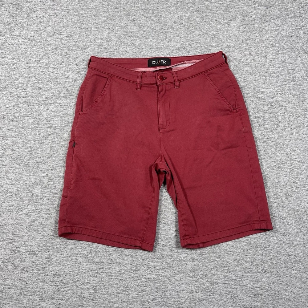 DU/ER Live Free Journey Shorts Mens 30 Red 9" Inseam Chino Stretch Travel